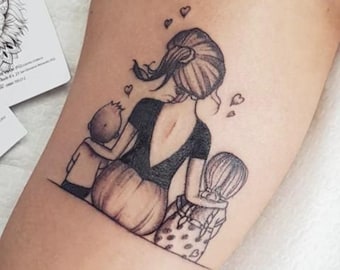 Tatuaje temporal de mamá e hijos, regalo familiar personalizado, tatuajes de maternidad