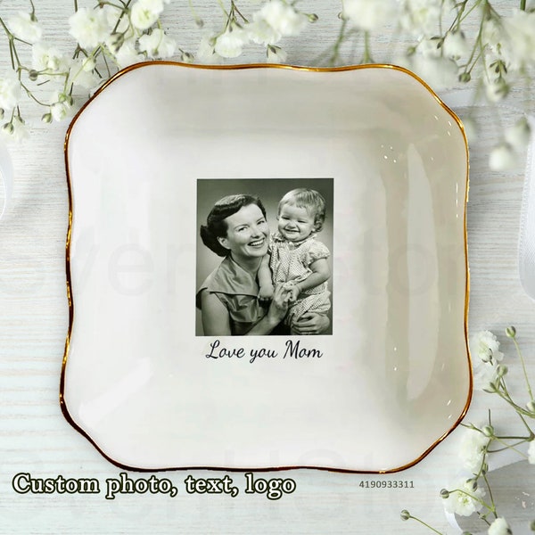 Custom Photo Trinket Tray-Custom Ring Dish-Jewelry Storage-Personalized Photo Gifts-Photo On Dish-Gifts For Mom Daughter Sister Dad Family