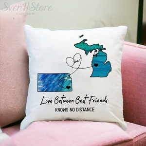 Personalisierte Kissen, Zustand Zu Zustand Geschenke für den besten Freund, Fern Freundschaft Kissen, weiß keine Entfernung Geschenke für Freund Geburtstagsgeschenk