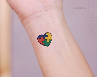自閉症啓発のための一時的なタトゥー - 自閉症タトゥー - カラフルな