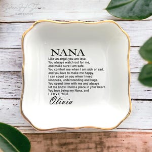 Nana Angel I Love You Jewelry Dish-Customized Trinket Tray Gift For Grandma-Nana Gift From Grandkid-Mother&#39;s Day Ring Holder-Family Keepsake
