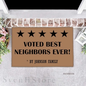 Personalized Family Doormat Gift Ideas, Housewarming Gift, New Home Gift, Voted Best Neighbors Ever, Funny Neighbor Gift, Custom Welcome Mat