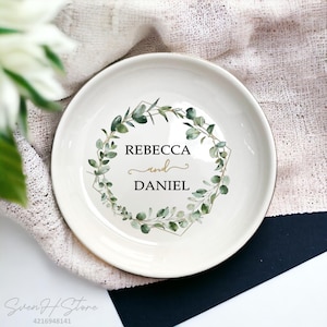 Personalized Engagement Ring Dish Gift For Bride To Be, Bride And Groom Jewelry Dish, Engagement Wedding Anniversary Gifts, Ring Trinket