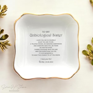 To My Unbiological Sister-Personalized Sister Jewelry Holder For Sister Ring Dish-Best Friend Gift-Bestie Gift-Soul Sisters Gift From Sister