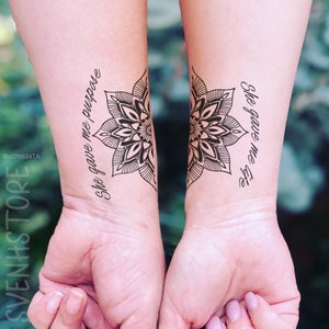 Mother And Daughter Temporary Tattoo, She Gave Me Life She Gave Me Purpose Tattoo, Lotus Waterproof Fake Tattoo For Woman, Mother's Day Gift