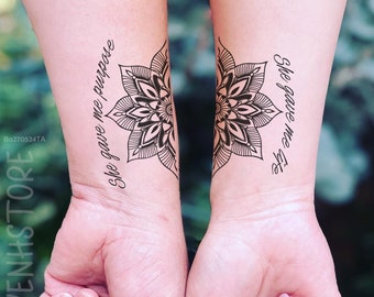 Tatuaje temporal de loto para madre e hija, tatuaje falso impermeable a juego con la familia.