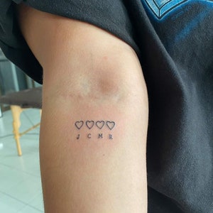 Little Love Heart Family Temporary Tattoo - Personalized Name Tiny Fake Tattoo - Group Tattoo For Friends Girls Family Couple BF GF BFF