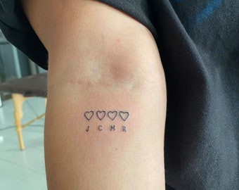 Little Love Heart Family Temporary Tattoo - Personalized Name Tiny Fake Tattoo - Group Tattoo For Friends Girls Family Couple BF GF BFF