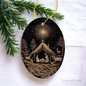 Nativity Christmas Ornament, Christmas Holiday Gift, Mary, Joseph, Jesus Ornament, Christmas Decor, Mary, Joseph, Religious Christmas Gift