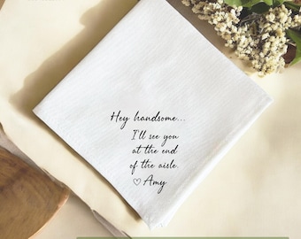 Personalized Groom Wedding Handkerchief Embroidered, Hankie For Groom from Bride, Husband To Be Gift