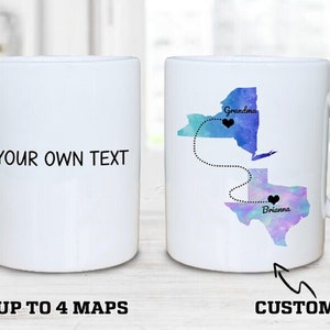 Personalisierte Name Fern Tasse - Zustand & Landkarten - 2-seitiges Geschenk für Oma, Mutter, Schwester, Tochter, BFF, Freundschaft Geschenk