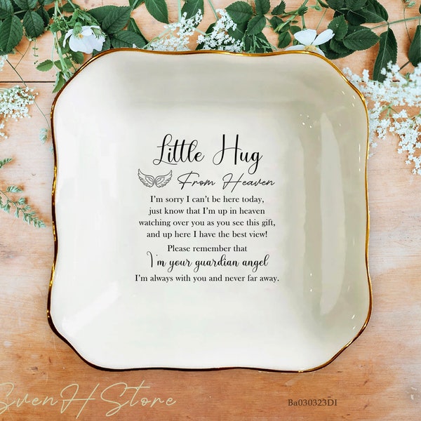 Little Hug From Heaven Personalized Ring Dish-Baby Loss Gift-Infant Loss Gift-Encouragement Gift-Guardian Angel Jewelry Dish-Sympathy Gift