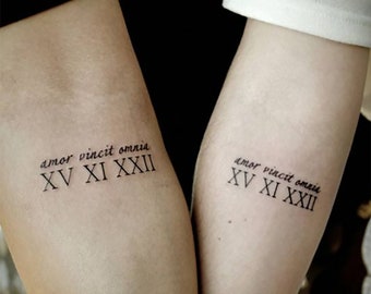 Roman Numeral Temporary Tattoo, Couple Matching Tattoo Gifts for Couples
