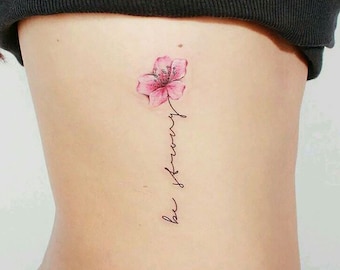 Be Strong Flower Tattoo - Personalized Temporary Flower Tattoo Waterproof - Removable Tattoo With Names And Flowers - Flower Tattoo Idea