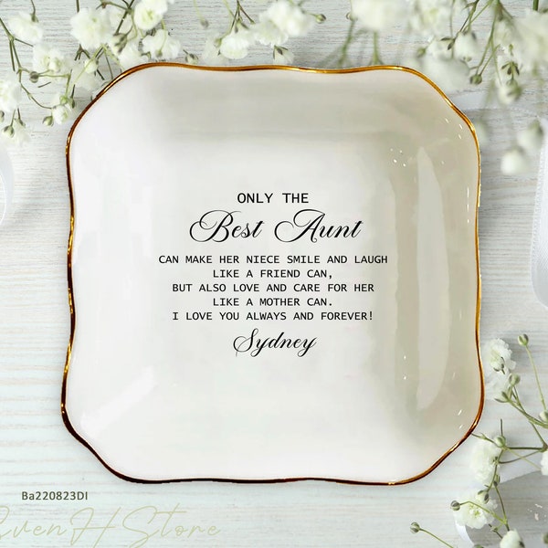 Only The Best Aunt Personalized Ring Dish-Auntie Jewelry Tray-Ring Holder-Wedding Gift For Aunt Birthday Gift From Niece-Appreciation Gift