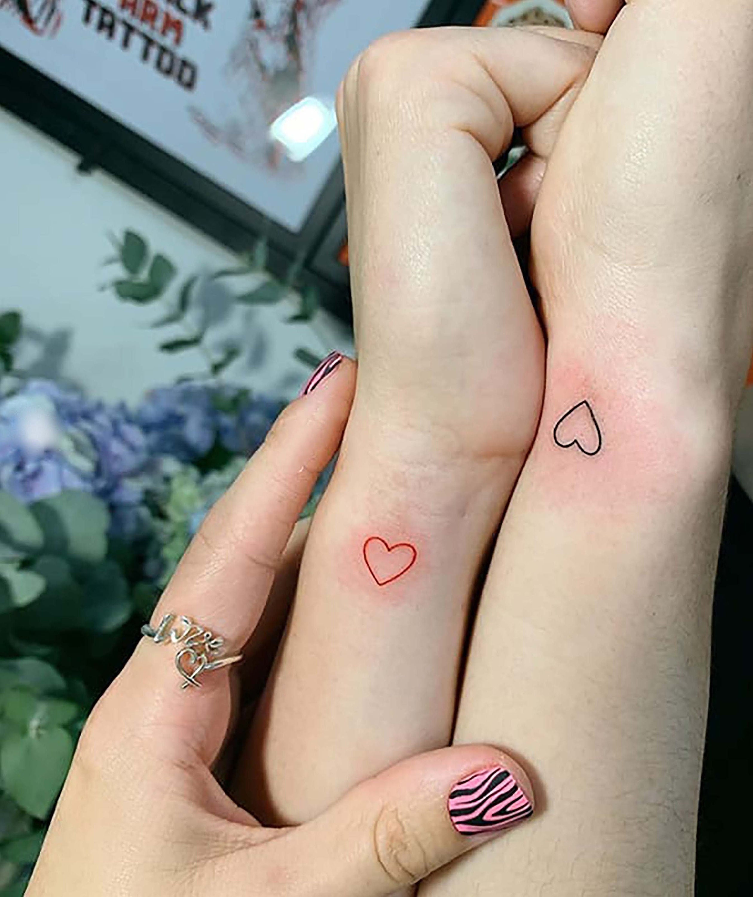 Outline Heart Tattoo Matching Tattoo Mini Temporary Tattoo - Etsy ...