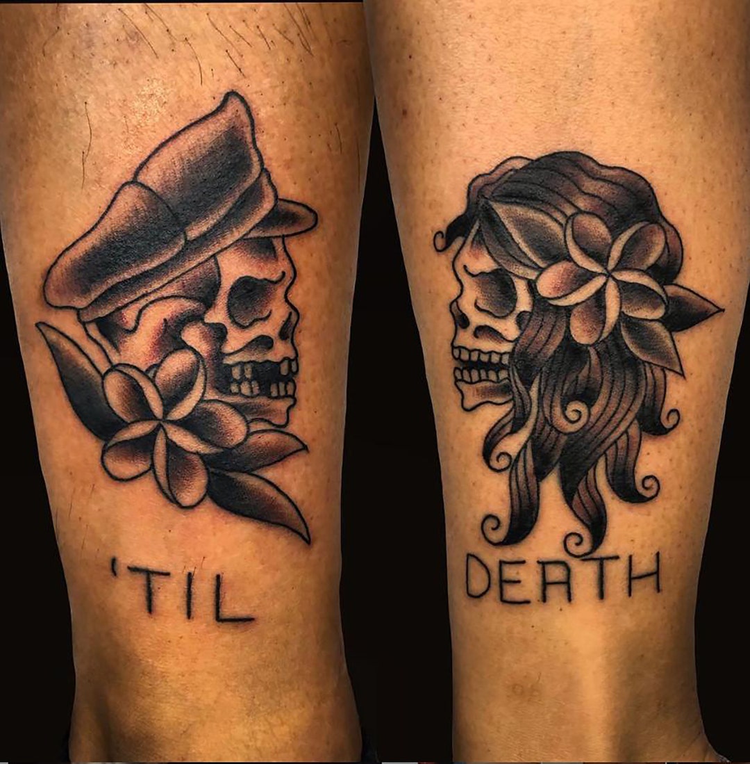 Skeleton Til Death Couple Temporary Tattoo Dead Love - Etsy Skeleton Til Death Couple Temporary Tattoo Dead Love - Etsy