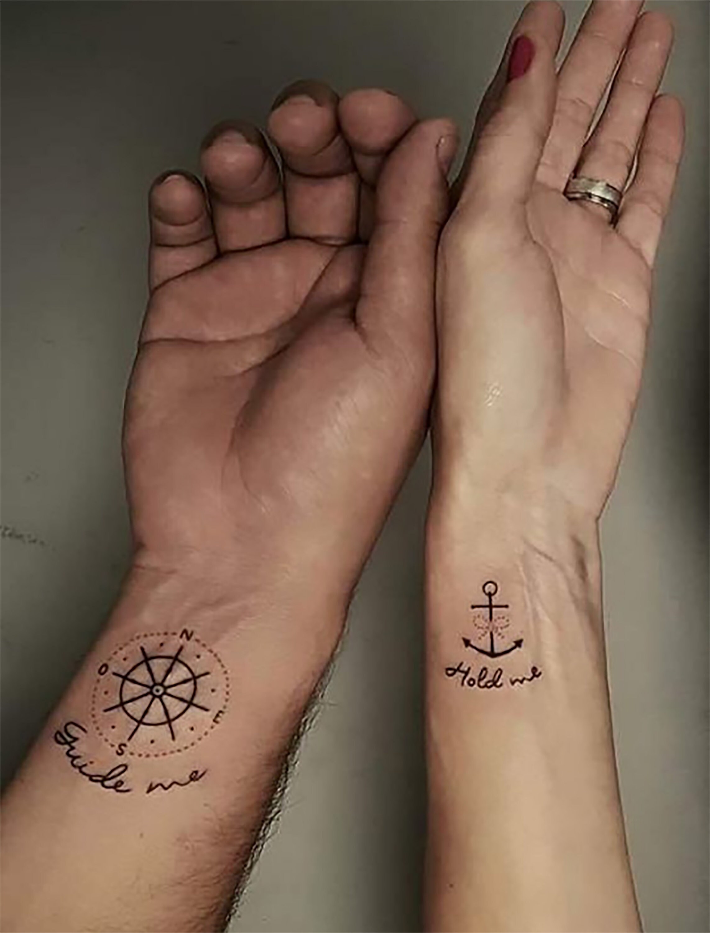 Guide Me Hold Me Couple Tattoo Compass Anchor Tattoo for - Etsy