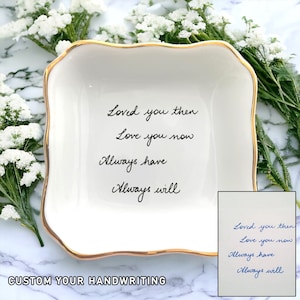 Bandeja para baratijas con escritura a mano, regalo personalizado con escritura a mano, bandeja para anillos con notas escritas a mano, bandeja para joyas para mamá, regalo significativo de la novia, cumpleaños de la hija