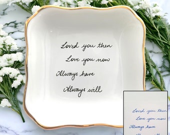 Handwriting Ring Dish-Personalized Handwriting Gift-Custom Handwritten Note Jewelry Dish-Memorial Gift-Wedding Keepsake-Wedding Party Favor