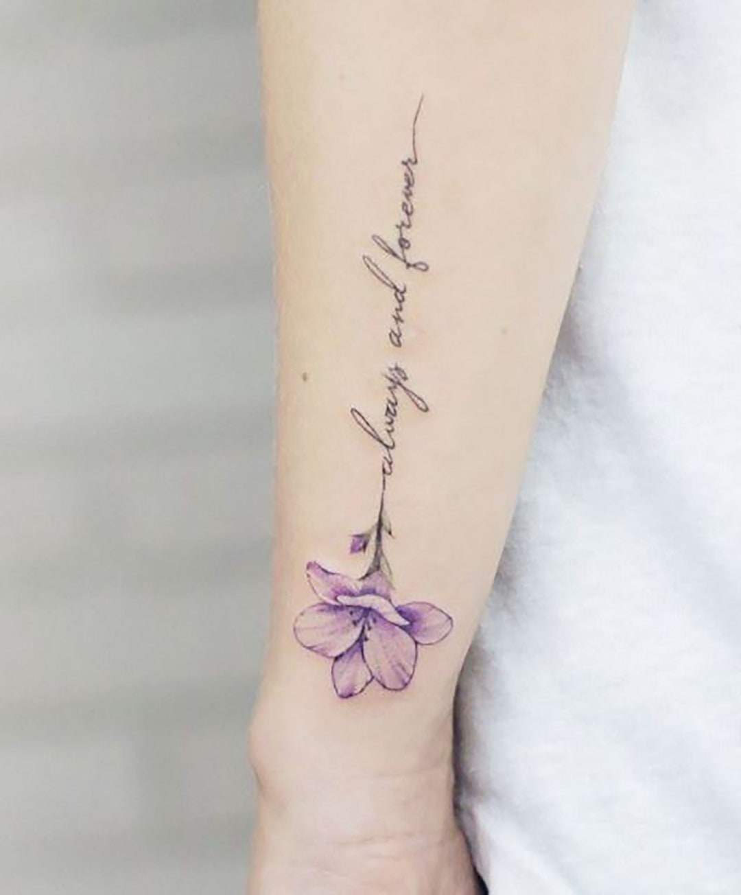 Always and Forever Purple Flower Tattoo Fake Flower Tattoo Tattoo With ...