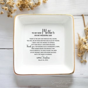 Para mi nueva madre en el día de mi boda: plato de anillo personalizado para mamá, regalo para la madre del novio, regalo para la suegra de la novia, regalo para el día de la madre.