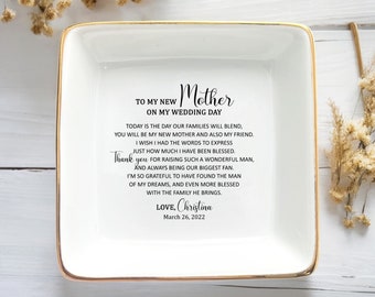 To My New Mother On My Wedding Day Personalized Mom Ring Dish Gift For Mother Of The Groom, Mother In Law Gift From Bride, Mother's Day Gift