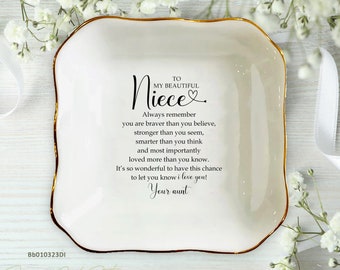 To My Beautiful Niece Personalized Ring Dish, Trinket Dish, Ring Holder, Wedding Gift For Niece Birthday Gift From Aunt, Encouragement Gifts