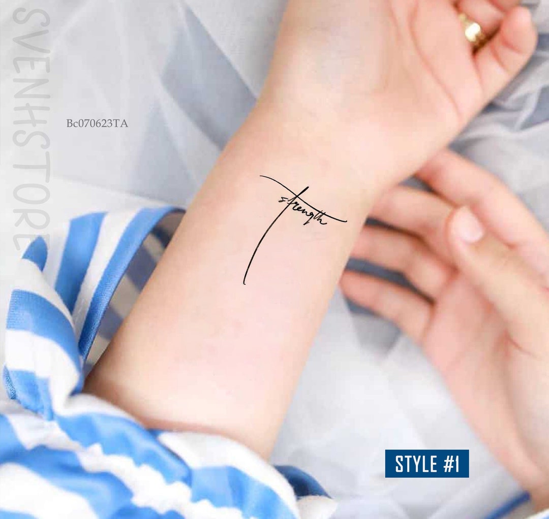 Strength Cross Temporary Tattoo Women spiritual Tattoo religious Gift