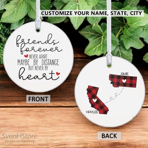 Personalisierte Bester Freund Ornament-Freund Geburtstag Weihnachtsgeschenke-Lernfreundschaft Ornament-Soul Schwestern-Customized Map Lage