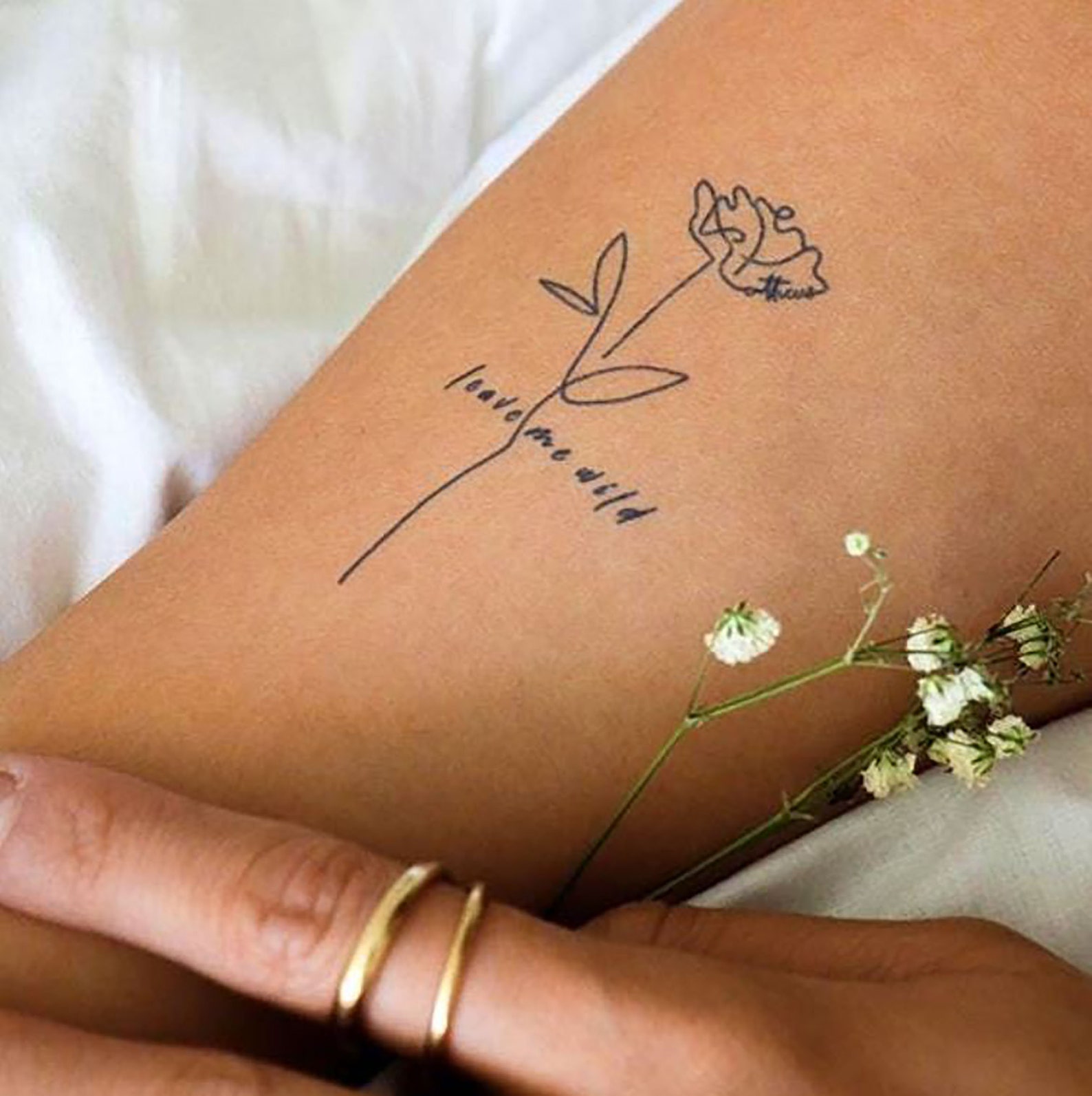 Leave Me Wild Floral Temporary Tattoo Fake Flower Tattoo for Etsy