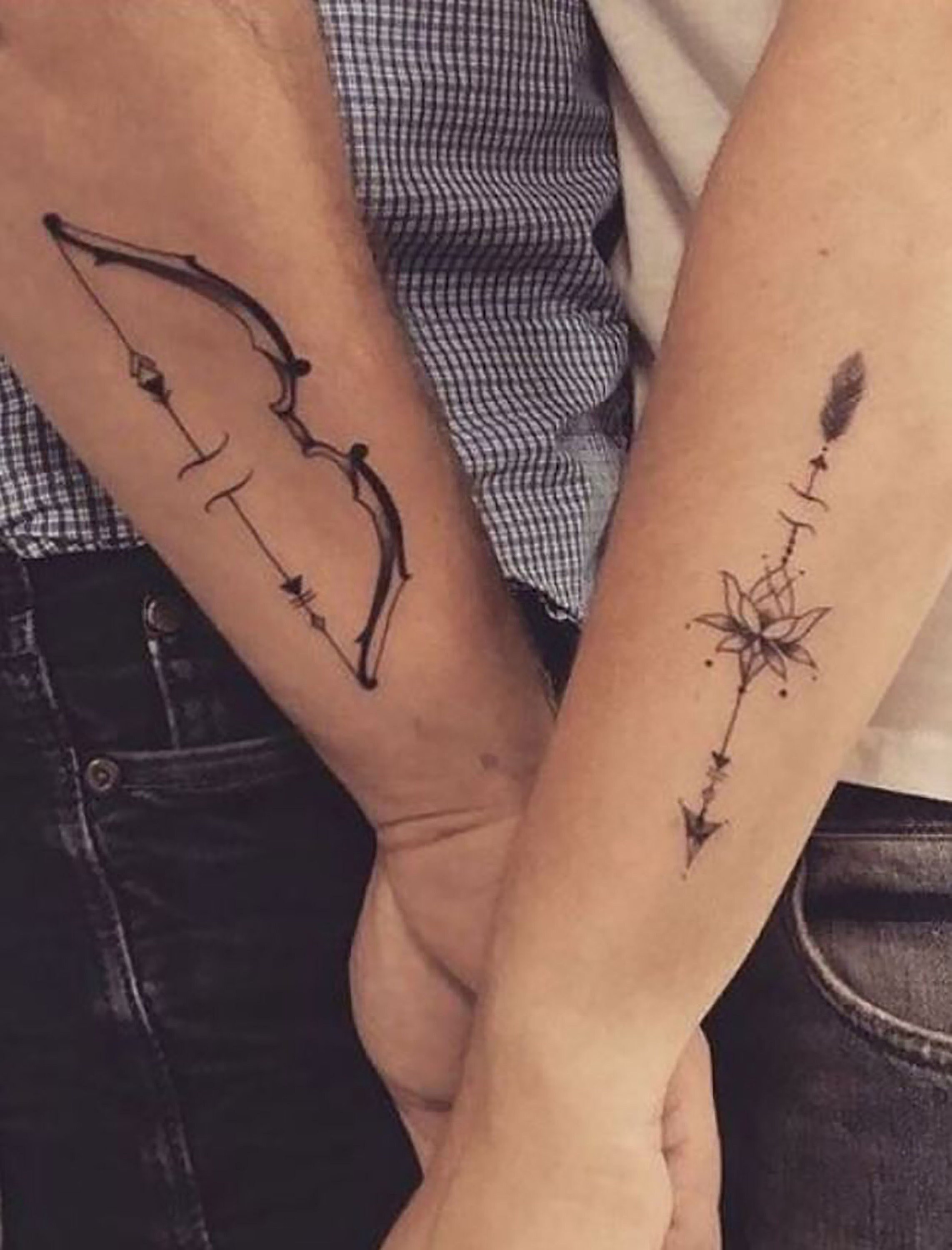 Tatuaje de pareja de arco y flecha Tatuaje temporal para la - Etsy México
