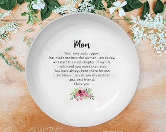 Mother Of The Bride Gift From Bride, The Woman I Am Today Ring Dish, Wedding Gift For Mom, Flower Trinket Tray For Mom, Floral Jewelry Tray