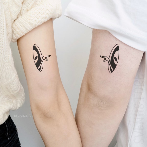 Couple Alien Temporary Tattoo Gifts For Couples-Couple Matching Tattoo For Friends-Funny Aliens Tattoo-Small Alien Tattoo-Best Friend Tattoo