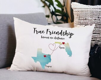 Long Distance Friendship Pillow-besties Pillow Case-best Friend
