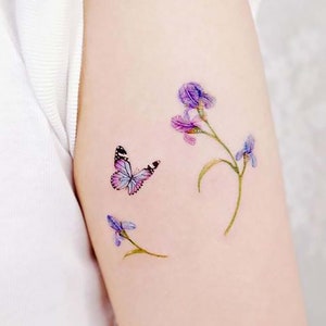 Wildflower Temporary Tattoos, Butterfly Temporary Tattoos, Ethereal Tattoos, Festival Tattoos, Moon Flower Tattoo, Boho Gifts, Fake Tattoos