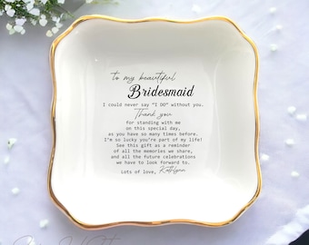 To My Beautiful Bridesmaid Ring Dish, Personalized Gift For Bridesmaids Gift From Bride, Wedding Gift, Bridal Shower Gifts For Best Friend