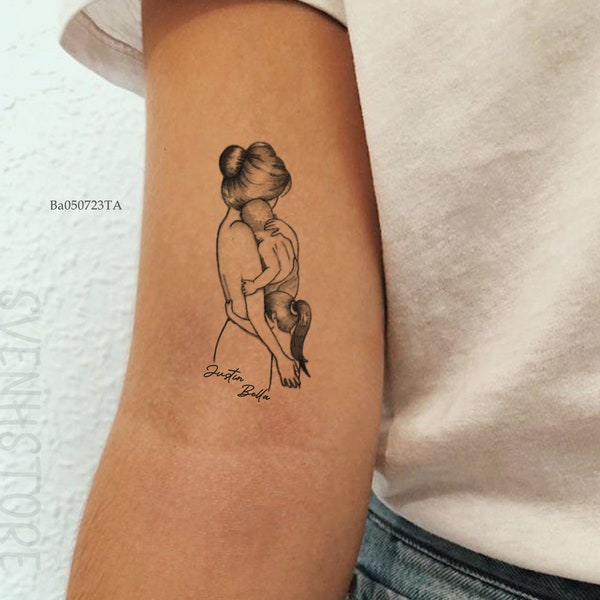 Mom And Kids Temporary Tattoo, Mom And Baby Tattoo, Mother's Day Gift, Custom Name Tattoo, Fake Tattoo, Waterproof Removable Tattoo