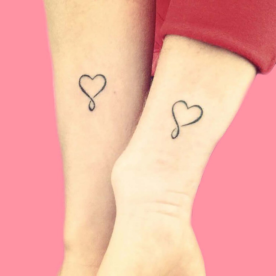 Meaningful Heart Couple Temporary Tattoo, Custom Name Heart Removable