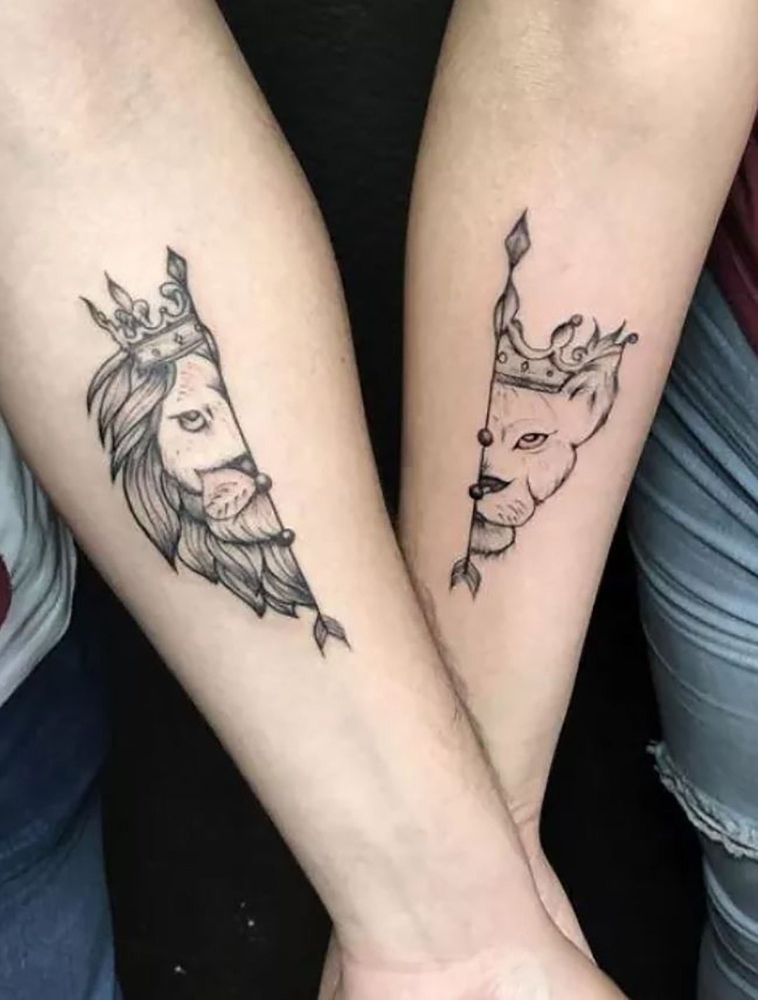 El tatuaje de la pareja de leones y leonas Tatuaje temporal - Etsy México