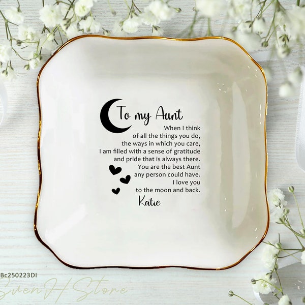 To My Aunt Personalized Ring Dish-Best Auntie Trinket Dish-Aunt Jewelry Holder-To Aunt From Niece-Mother's Day Gift For Aunt Gift From Niece