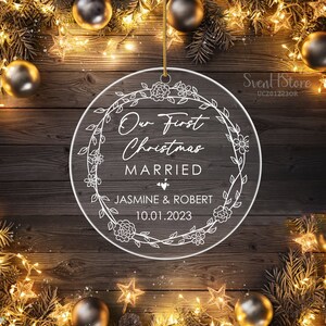 Our First Christmas Married Ornament-1st Christmas Ornament-Christmas Tree Decor-Christmas Decoration-Anniversary Gifts-Christmas Married