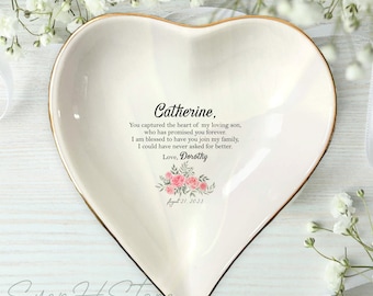 Regalo personalizado de nuera de suegra-plato de joyería floral-regalo de boda único para la novia de la madre del novio-novia futura
