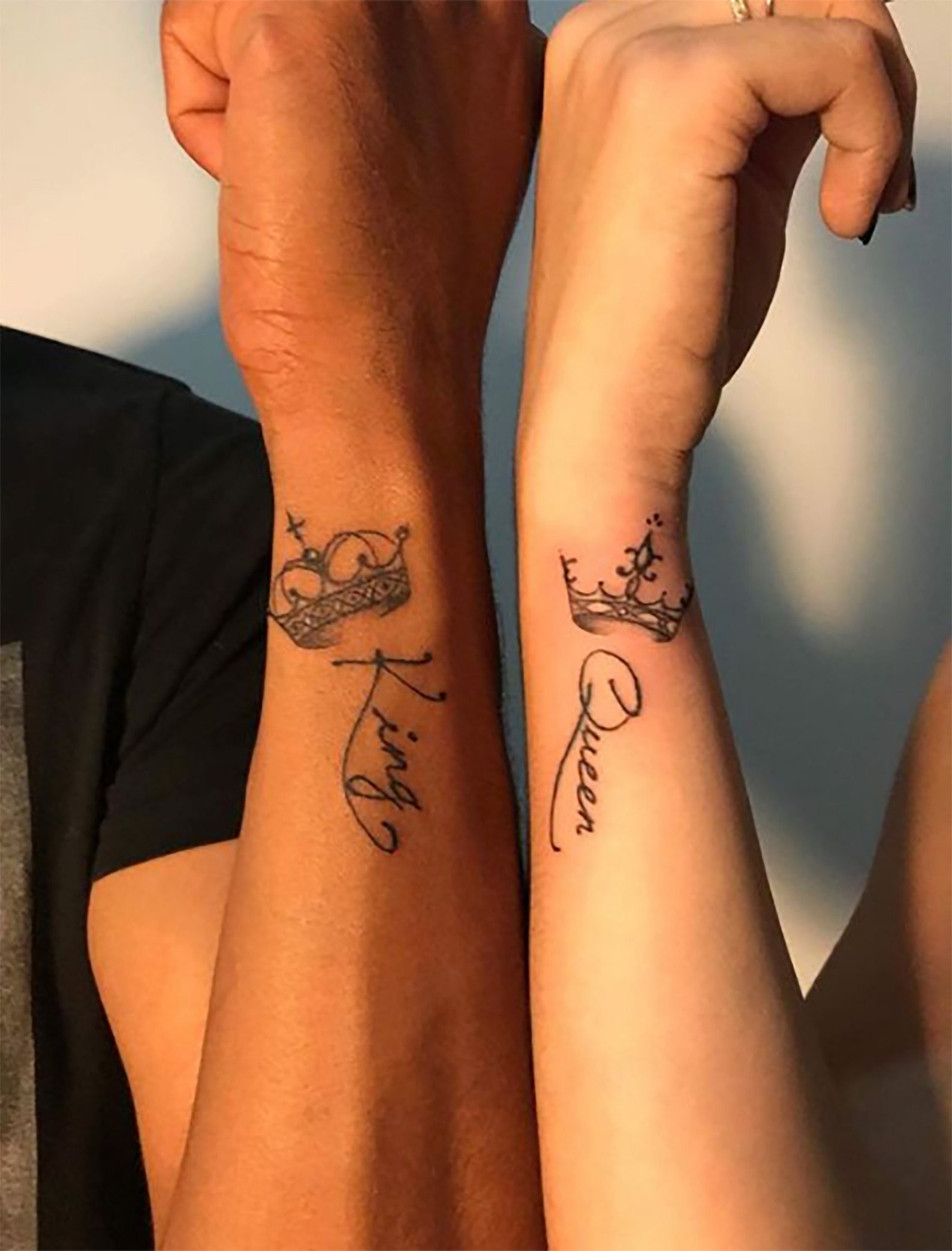 King and Queen Tattoocouple Matching Tattoomeaningful Tattoo Etsy