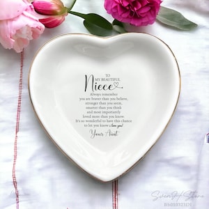 Plato para anillos personalizado para mi hermosa sobrina, plato para baratijas, soporte para anillos, regalo de bodas para sobrina, regalo de cumpleaños de la tía, regalos de aliento