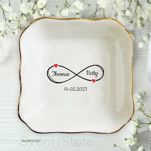Infinite Love Heart Ring Dish Personalized Gift-Valentines Day Gifts For Girlfriend-Anniversary Gifts For Wife-Unique Wedding Gift For Bride