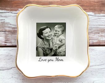 Custom Photo Trinket Tray-Custom Ring Dish-Jewelry Storage-Personalized Photo Gifts-Photo On Dish-Gifts For Mom Daughter Sister Dad Family