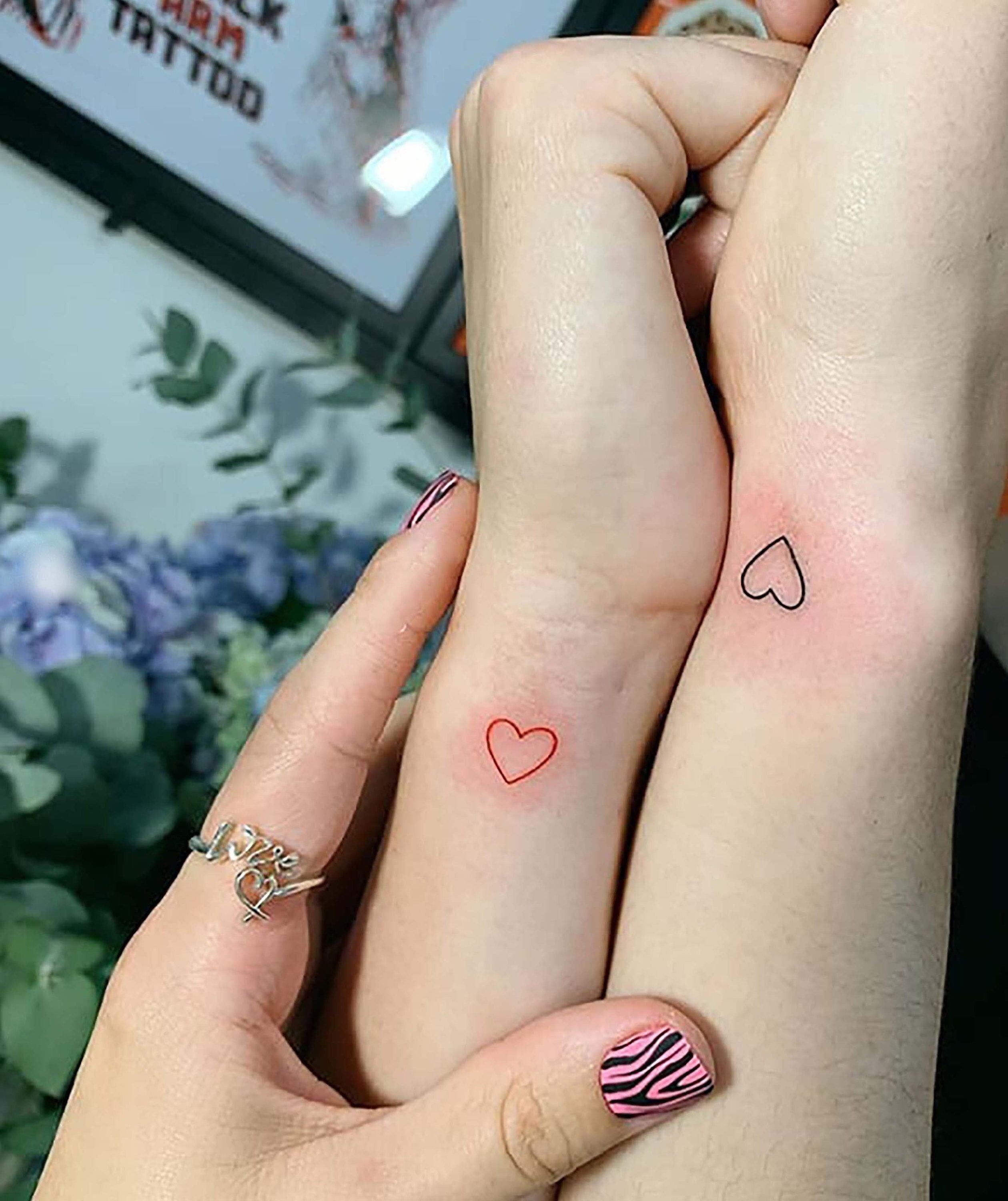 Small couple heart tattoo  Matching love tattoos Wife tattoo Couple  tattoos unique