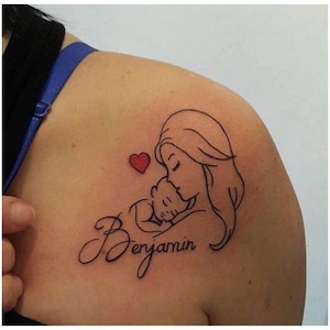 Mother & Baby Temporary Tattoo, Personalized Baby Name Tattoo, Mother Child Tattoo, Mom To Be Gift, Mothers Day Gift, Waterproof Fake Tattoo