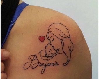 Mother & Baby Temporary Tattoo Personalized Baby Name Tattoo - Etsy